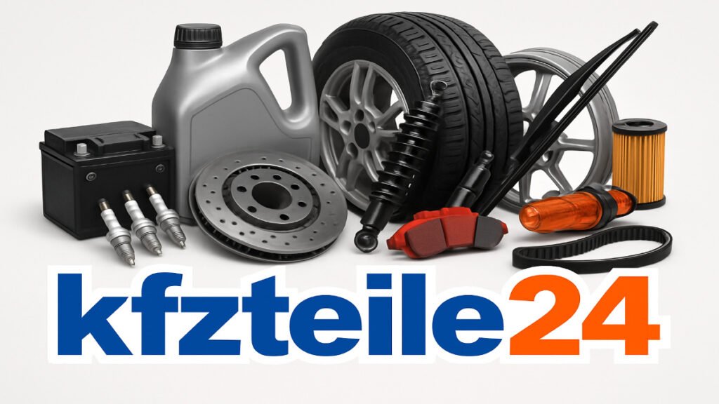 image includes Wide range of car and motorcycle's parts and accessories available at kfzteile24 – including engine oil, batteries, and tools, all in one online shop.